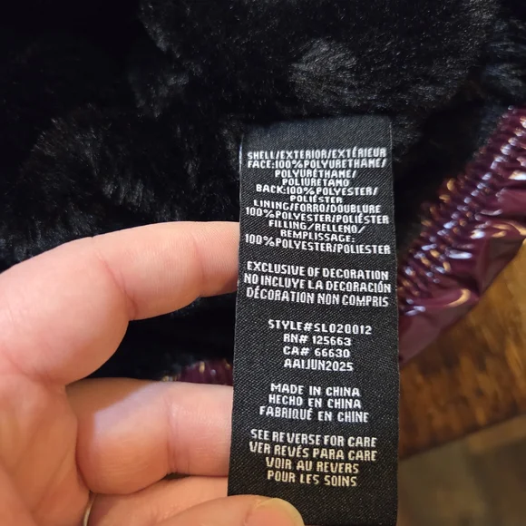 NWT Southpole Women's NylonPuffer Jacket, In Burgundy Faux Fur Inside sz XL - Picture 9 of 11